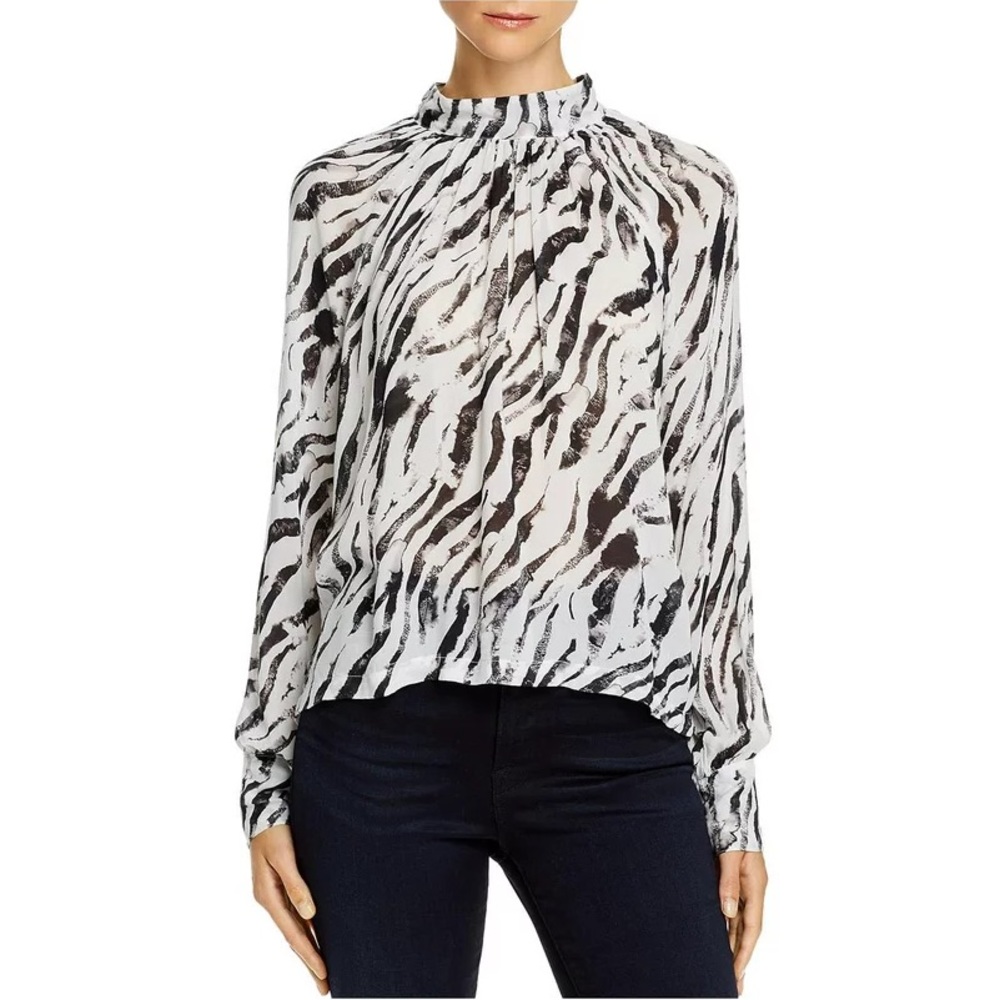 Bella Dahl Mock Neck Zebra Top